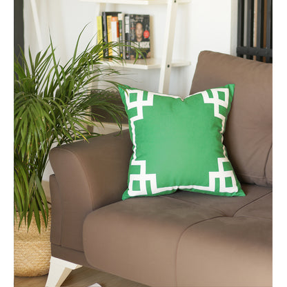 Geometric Green&White Square Throw Pillow Cover - Apolena