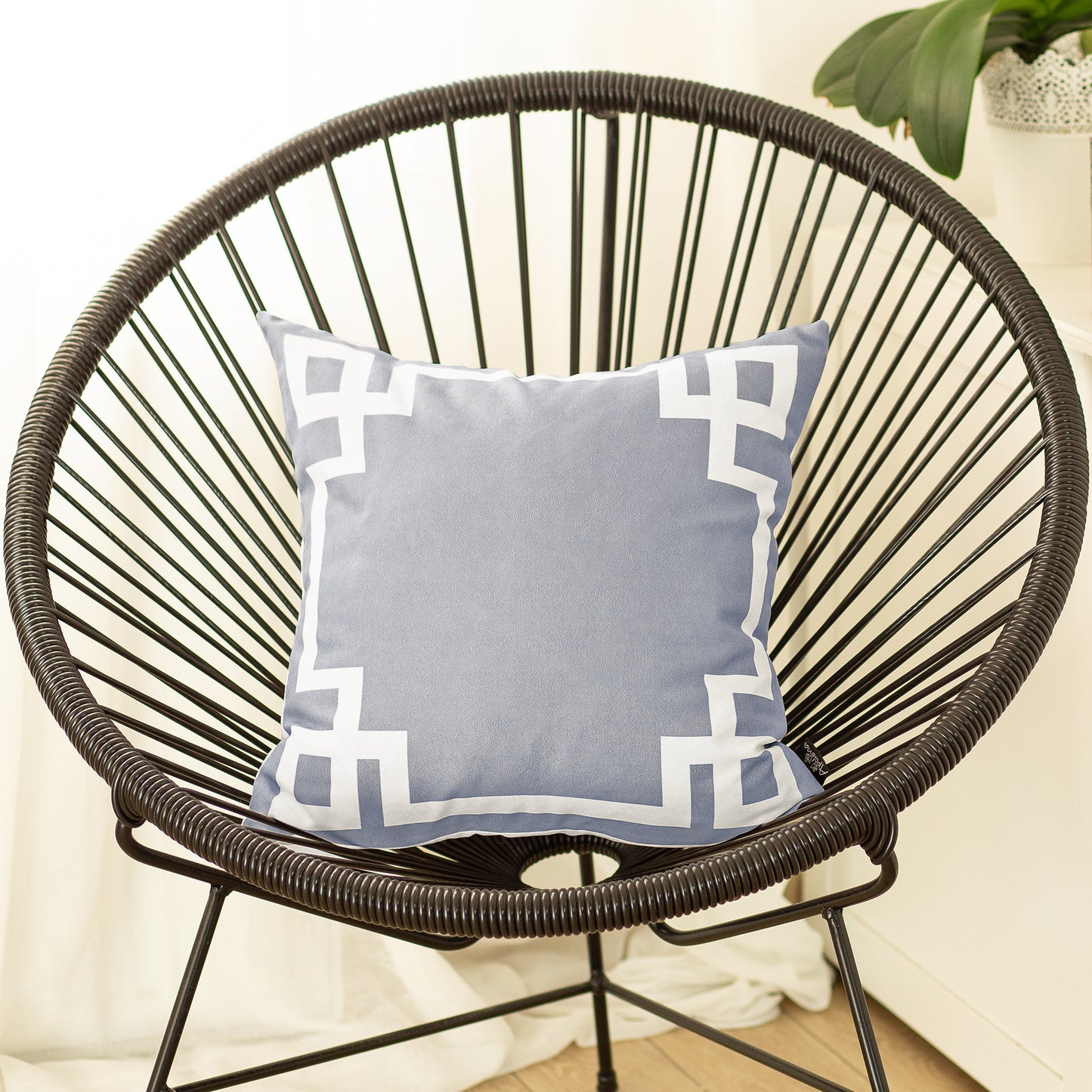 Geometric Grey&White Square Throw Pillow Cover - Apolena