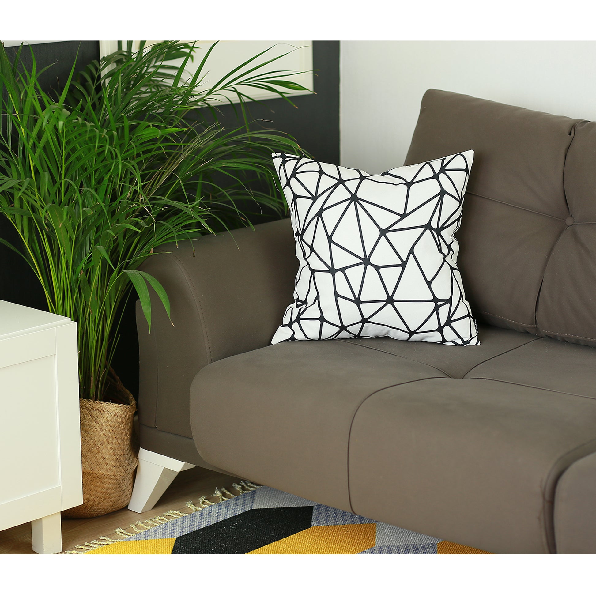 Scandi BW Tangle Square 18" Throw Pillow Cover - Apolena