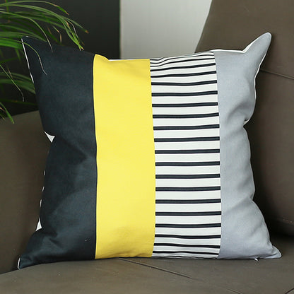 Scandi Yellow Mix Colored Stripes Square 18" Throw Pillow Cover (Set of 4)