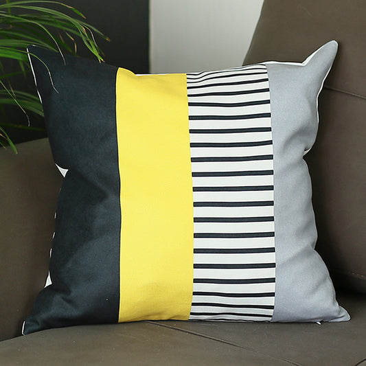 Scandi Yellow Mix Colored Stripes Square 18" Throw Pillow Cover & Insert