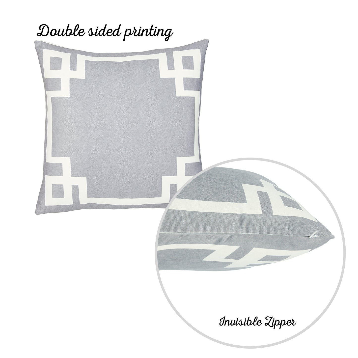 Geometric Grey&White Square Throw Pillow Cover - Apolena