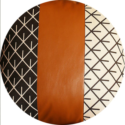 Boho Handcrafted Decorative Single Throw Pillow Cover Vegan Faux Leather Geometric for Couch, Bedding