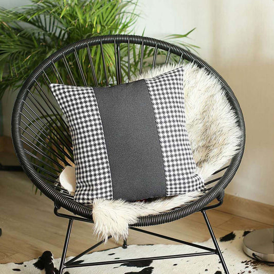 Boho-Chic Handcrafted Decorative Single Throw Pillow Cover Houndstooth Pillowcase for Couch, Bedding