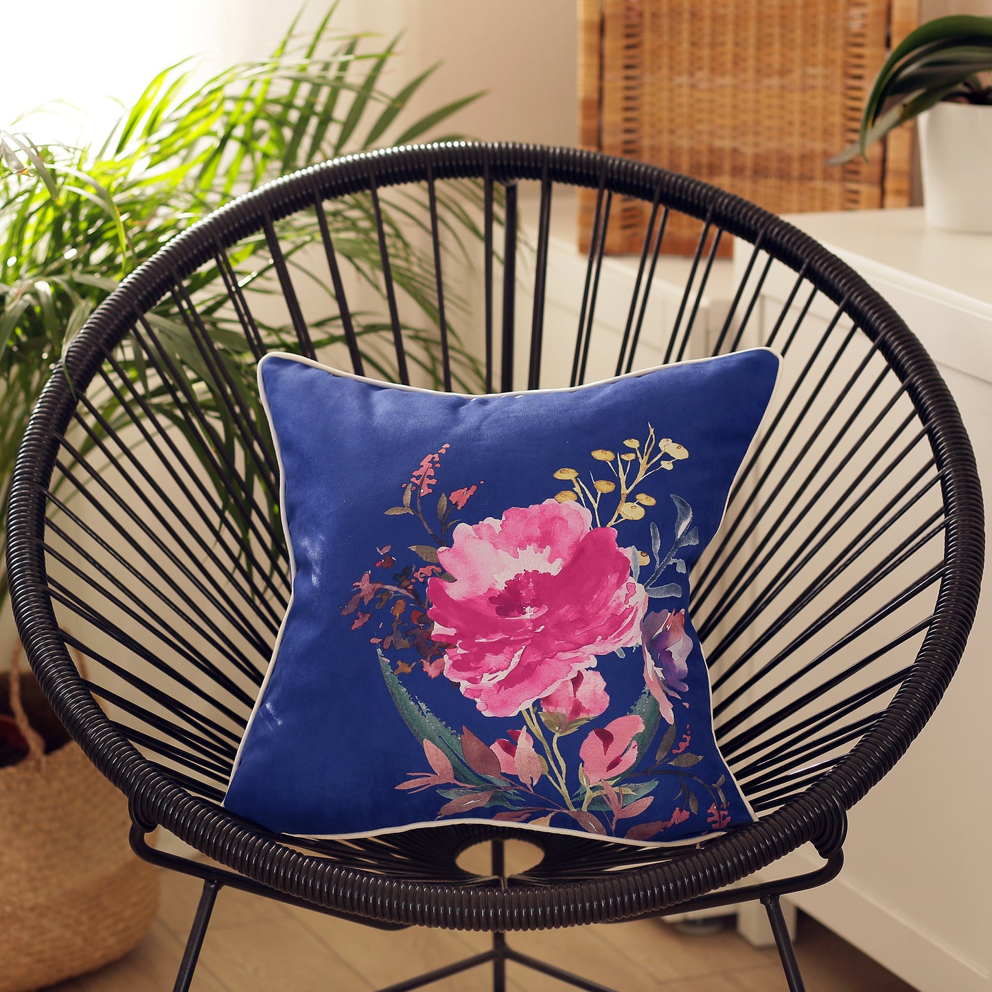 Watercolor Flowers Square 18" Throw Pillow Cover & Insert