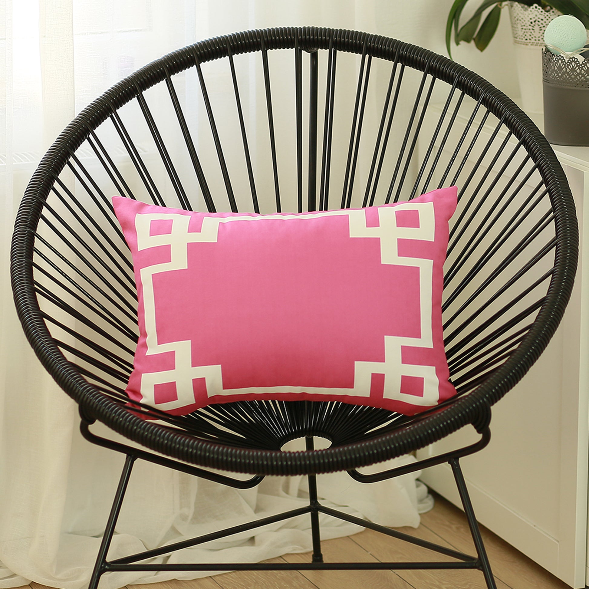 Geometric Pink&White Square 18" Throw Pillow Cover - Apolena