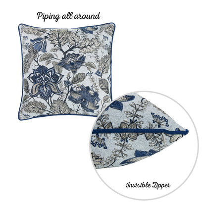 Jacquard Blue Square Throw Pillow Cover (Set of 4)