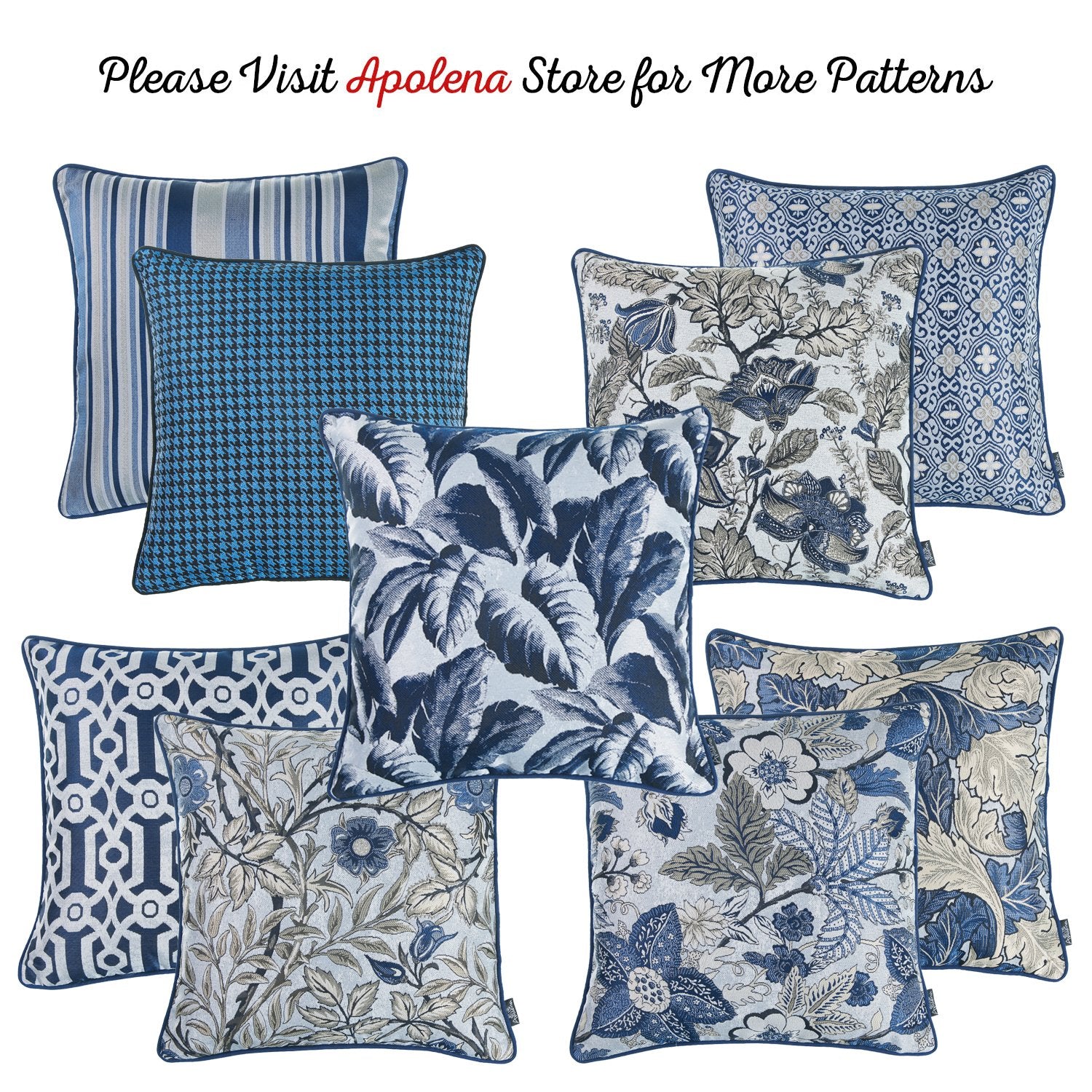 Jacquard Blue Weaver Decorative Throw Pillow Cover Home Decor