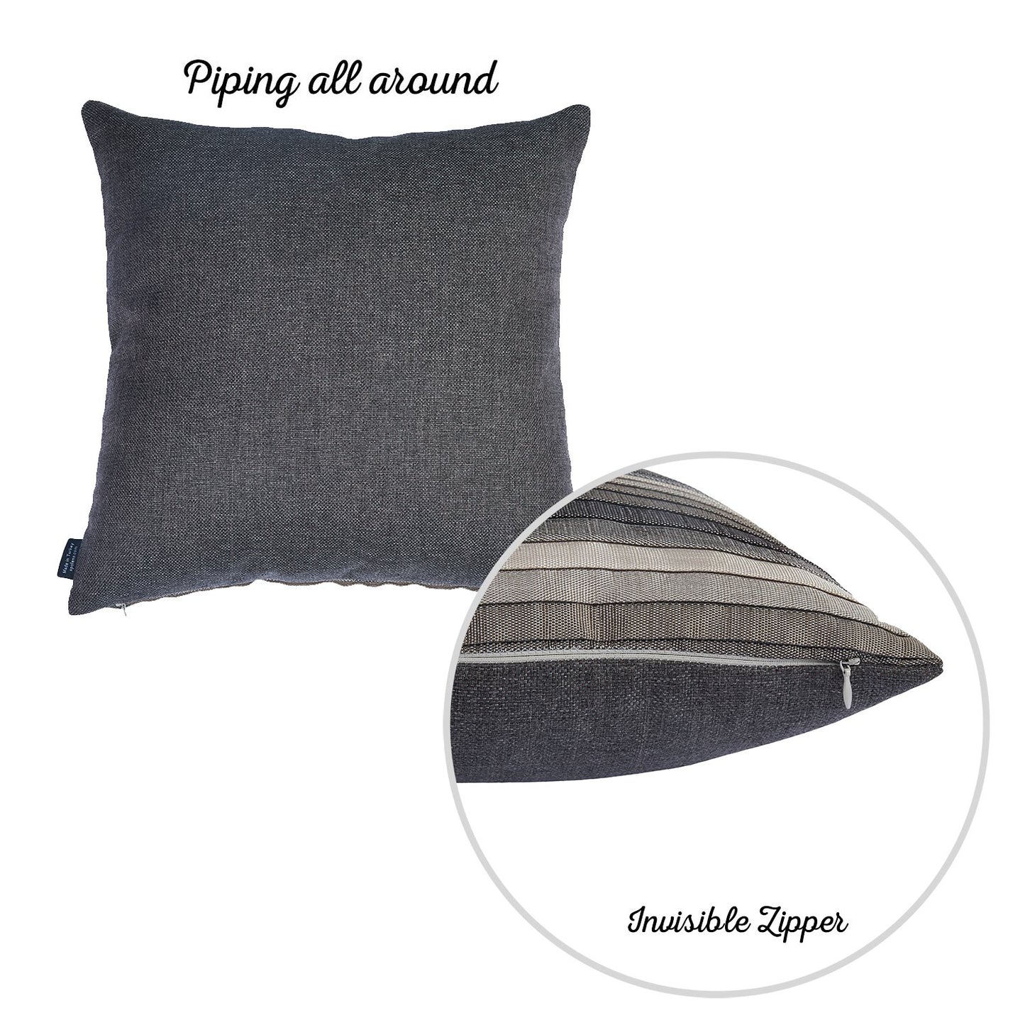 Jacquard Brown Stripe Square 17" Throw Pillow Cover