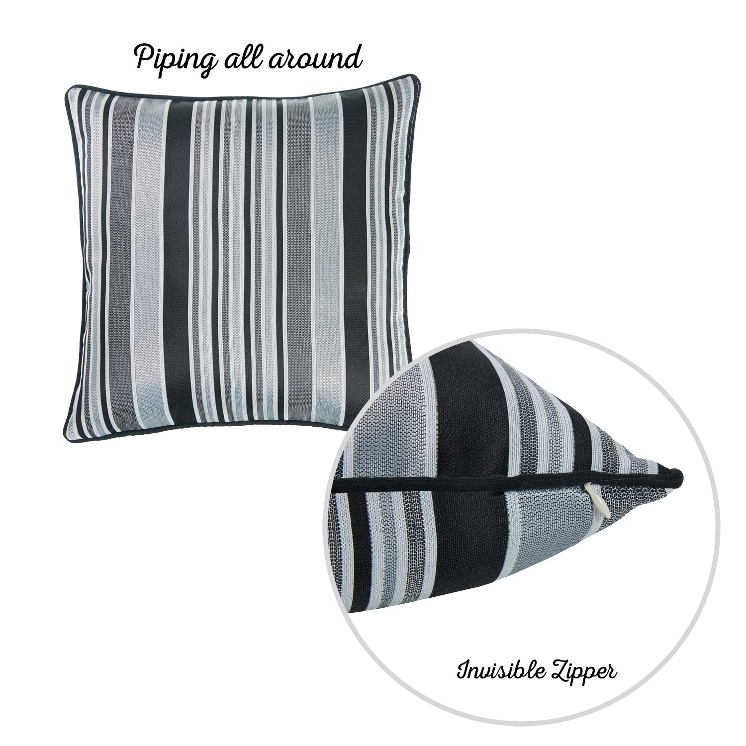 Jacquard Stripe Dark Square 17" Throw Pillow Cover - Apolena