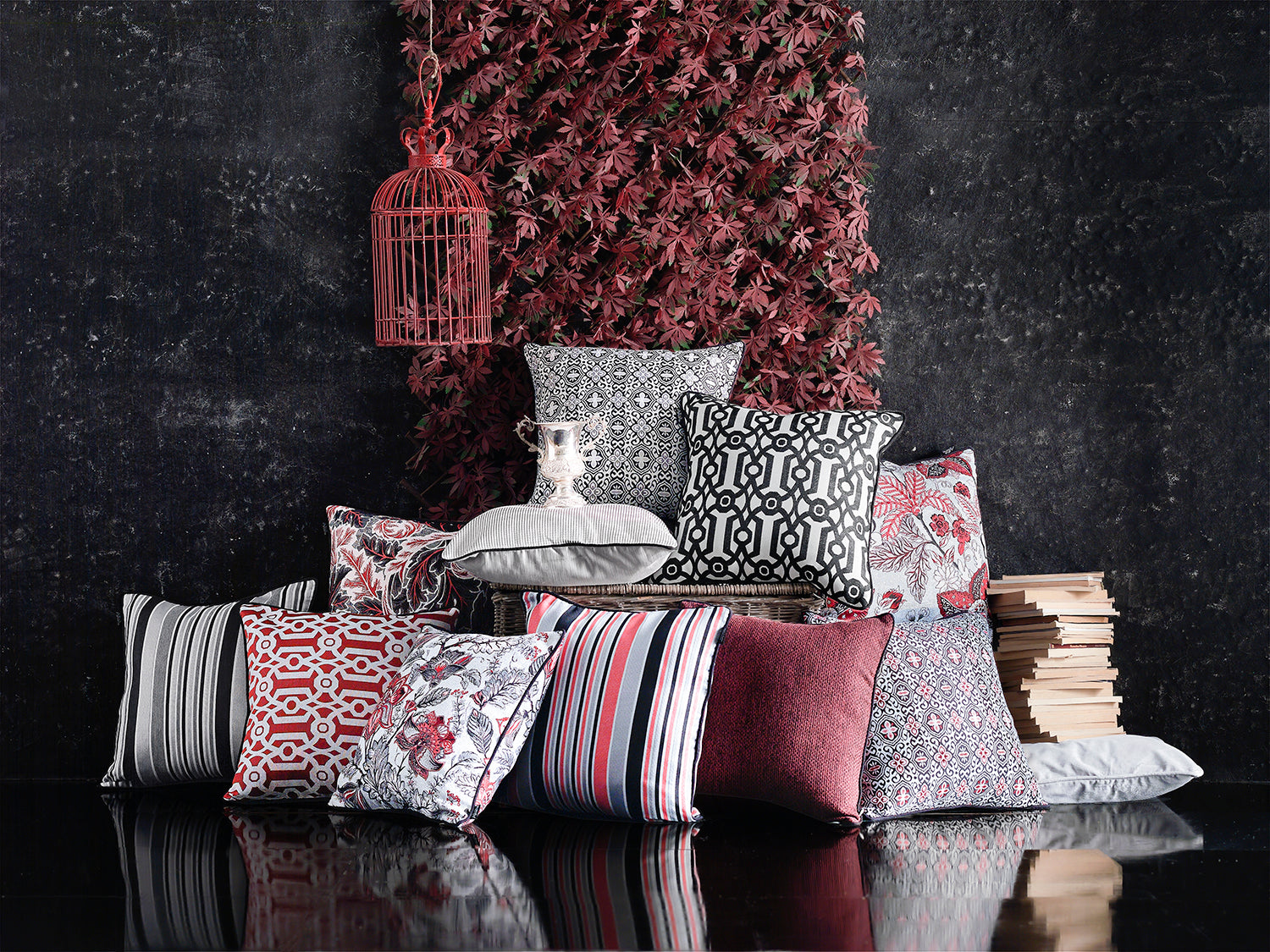 Jacquard Stripe Dark Square 17" Throw Pillow Cover - Apolena
