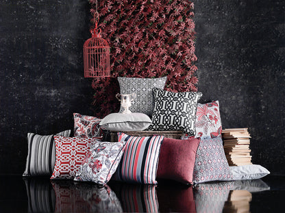 Jacquard Stripe Dark Square 17" Throw Pillow Cover - Apolena