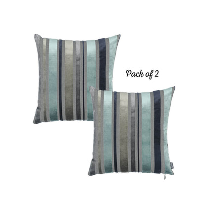 Luxurious Blue Velvet Square 17" Throw Pillow Cover (Set of 2)