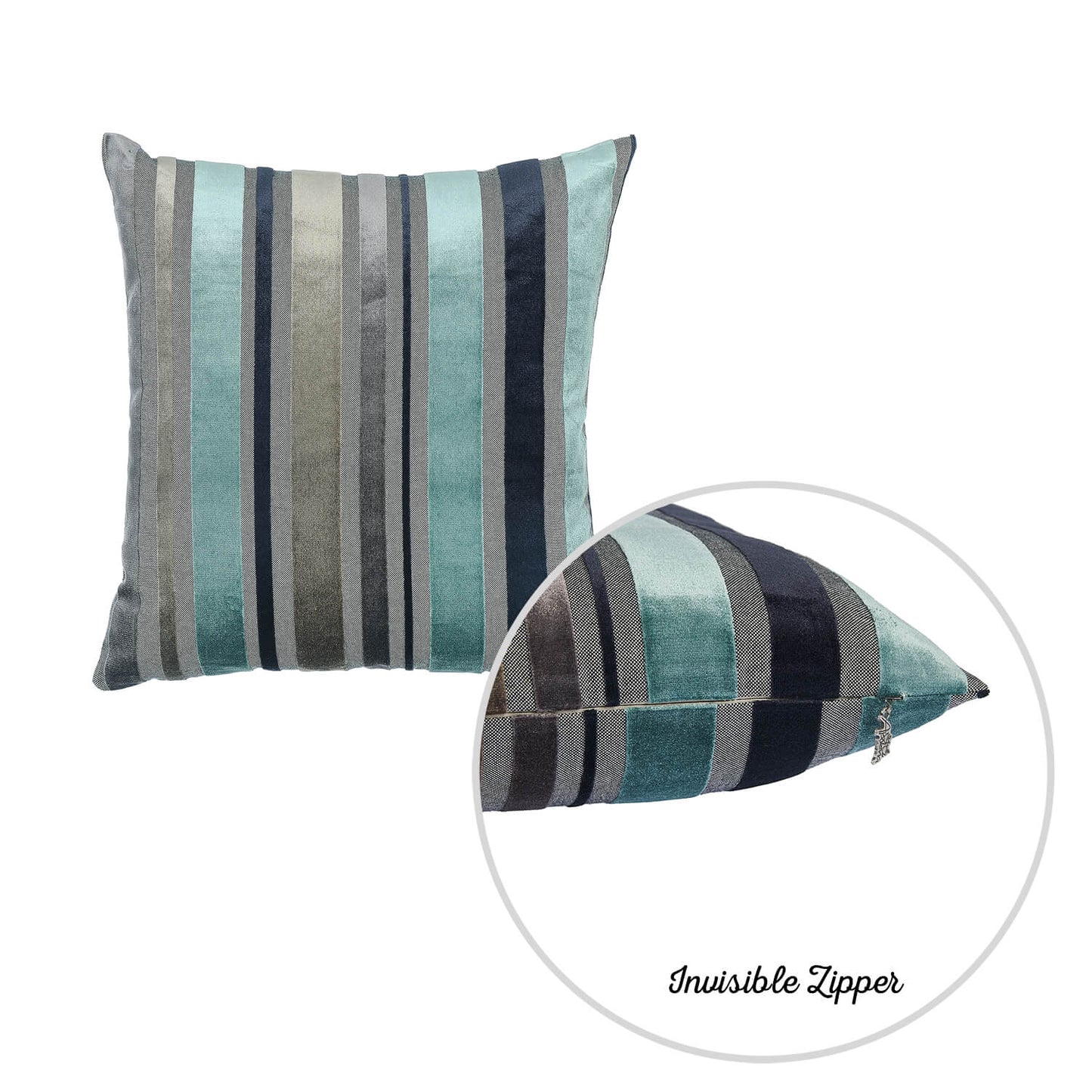 Luxurious Blue Velvet Square 17" Throw Pillow Cover (Set of 2)