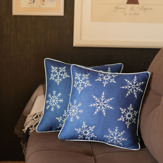 Christmas Snowflakes Decorative Throw Pillow Set of 2 Square 18" x 18" for Couch, Bedding