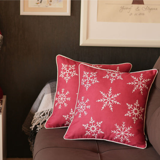 Decorative Christmas Snowflakes Throw Pillow Cover Set of 2 Square 18" x 18" for Couch, Bedding