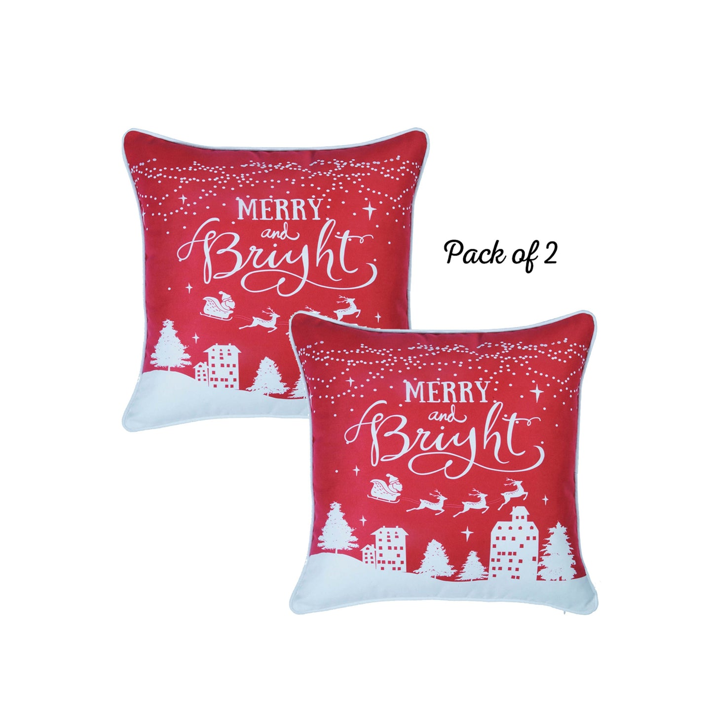 Decorative Christmas Night Throw Pillow Cover Set of 2 Square 18" x 18" Red & White for Couch, Bedding