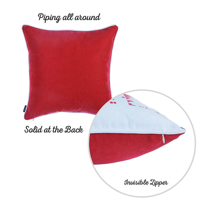 Decorative Christmas Night Throw Pillow Cover Set of 2 Square 18" x 18" Red & White for Couch, Bedding