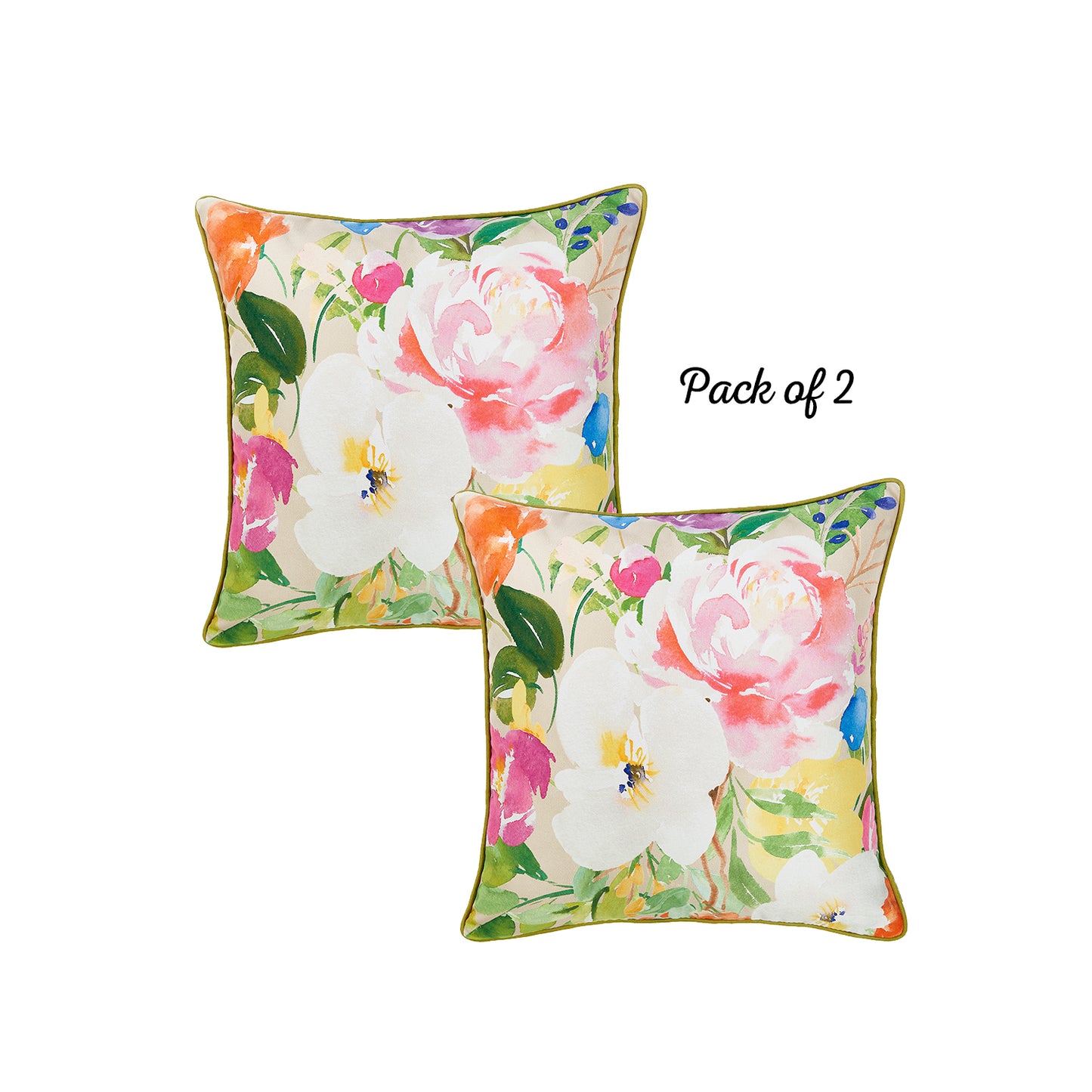 Watercolor Bouquet Square 18" Throw Pillow Cover  (Set of 2)