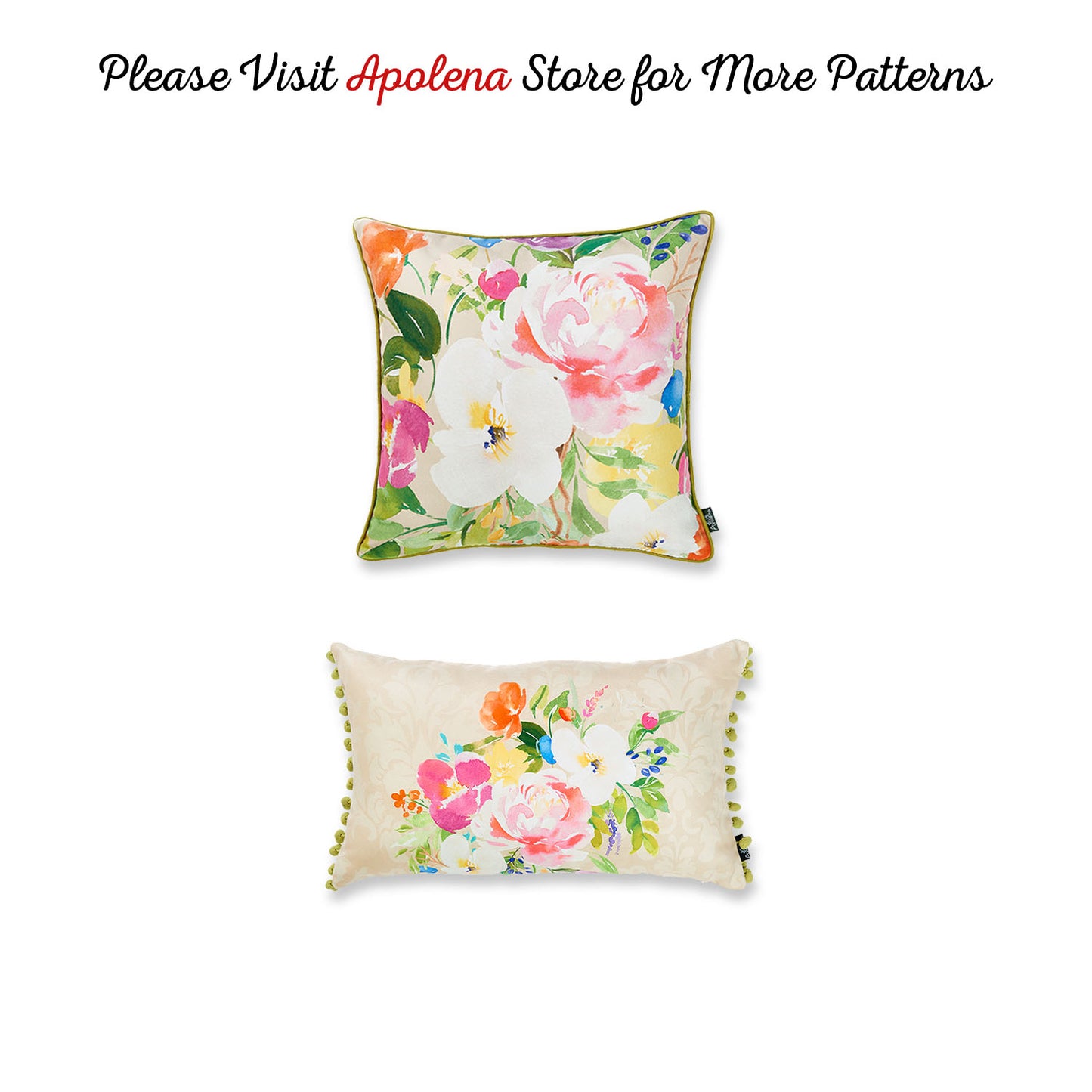 Watercolor Bouquet Square 18" Throw Pillow Cover  (Set of 2)