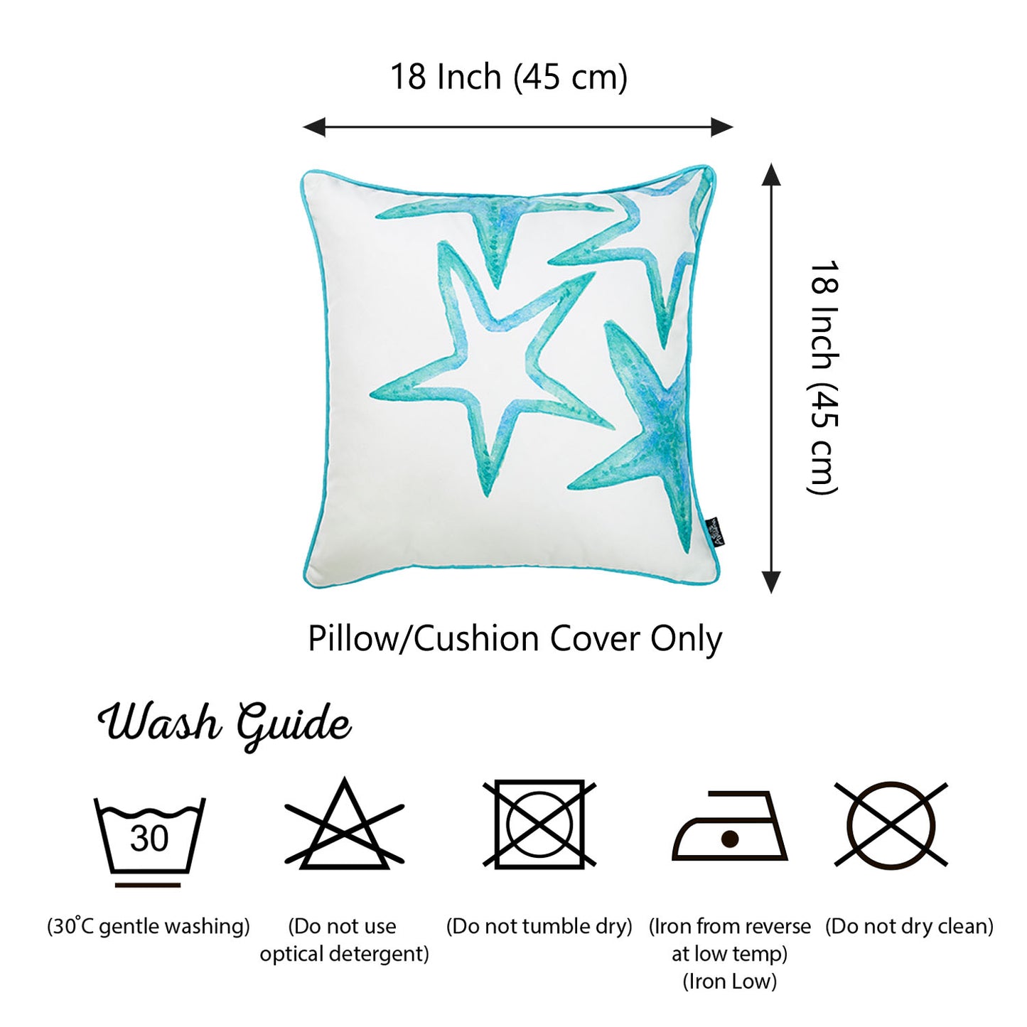 Marine Quote Stars Square 18" Throw Pillow Cover & Insert (Set of 2)