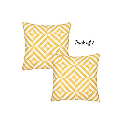 Geometric Yellow Diagram Square 18" Throw Pillow Cover (Set of 2)