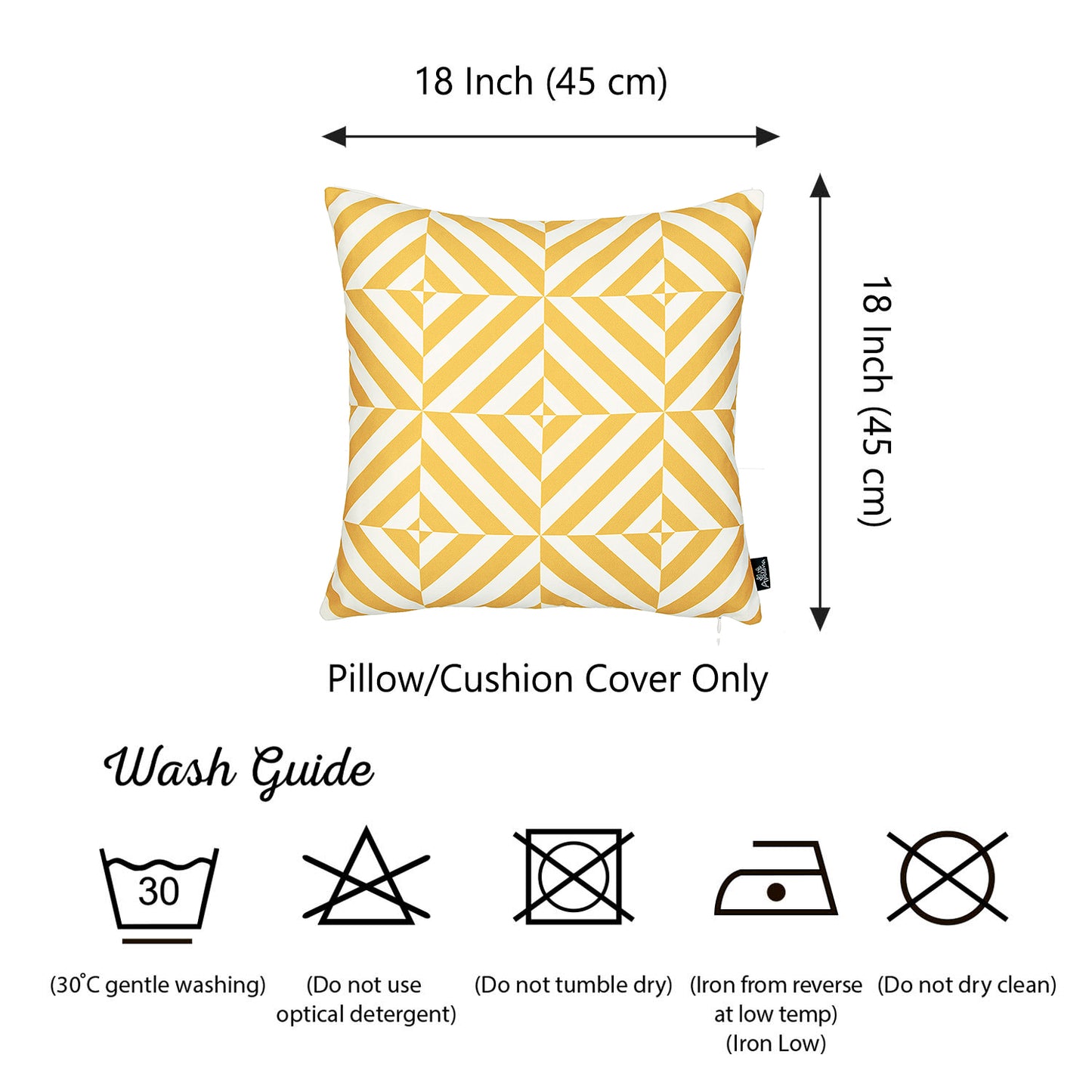 Geometric Yellow Diagram Square 18" Throw Pillow Cover (Set of 2)