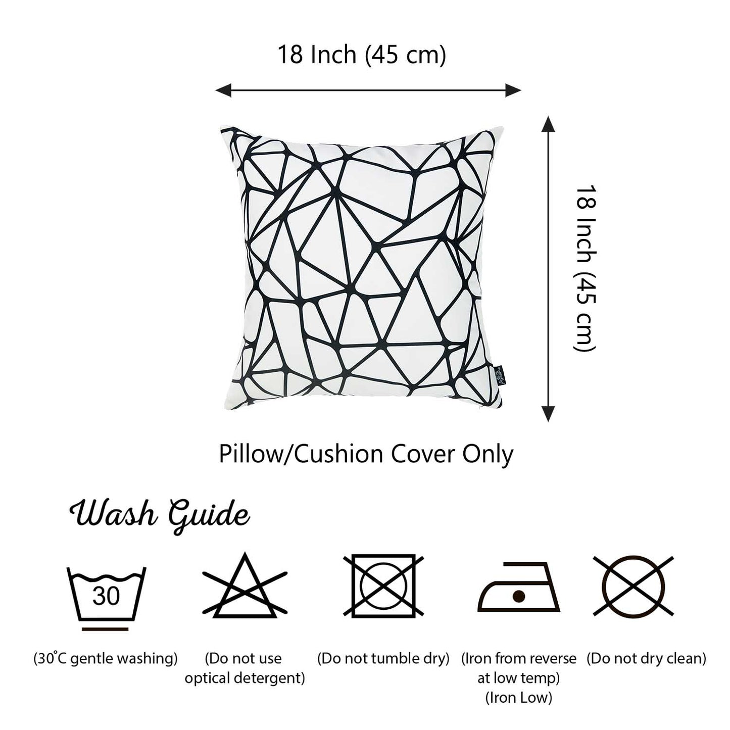 Scandi BW Tangle Square 18" Throw Pillow Cover (Set of 2)