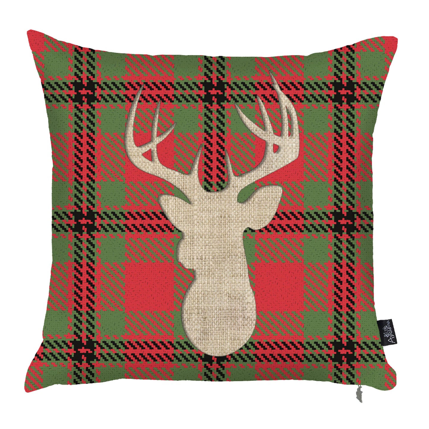 Decorative Christmas Themed Throw Pillow Cover Set of 4 Square 18" x 18" Red & Green for Couch, Bedding