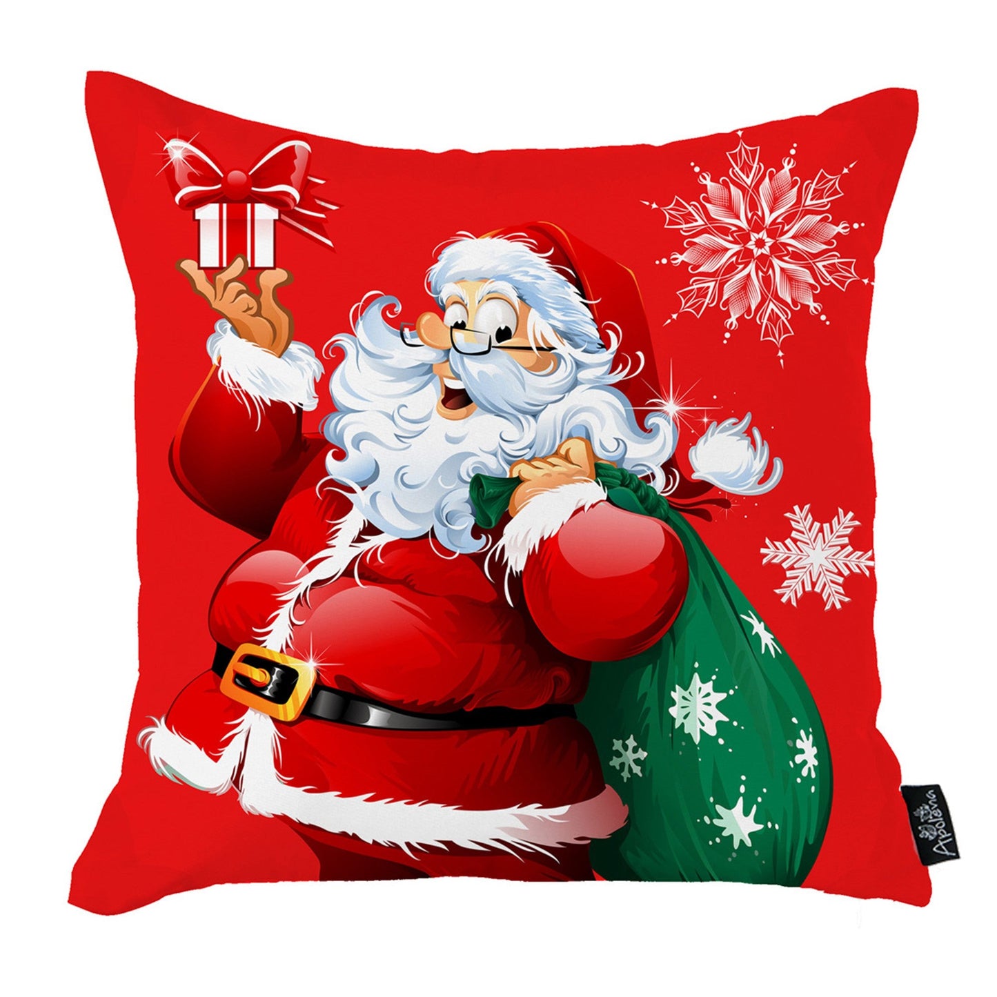 Christmas Themed Decorative Throw Pillow Set of 4 Square 18" x 18" White & Red for Couch, Bedding