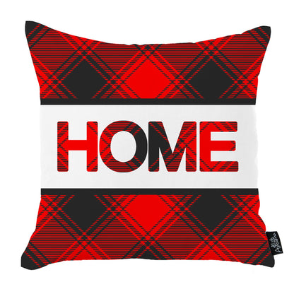 Christmas Themed Decorative Throw Pillow Set of 4 Square 18" x 18" White & Red for Couch, Bedding