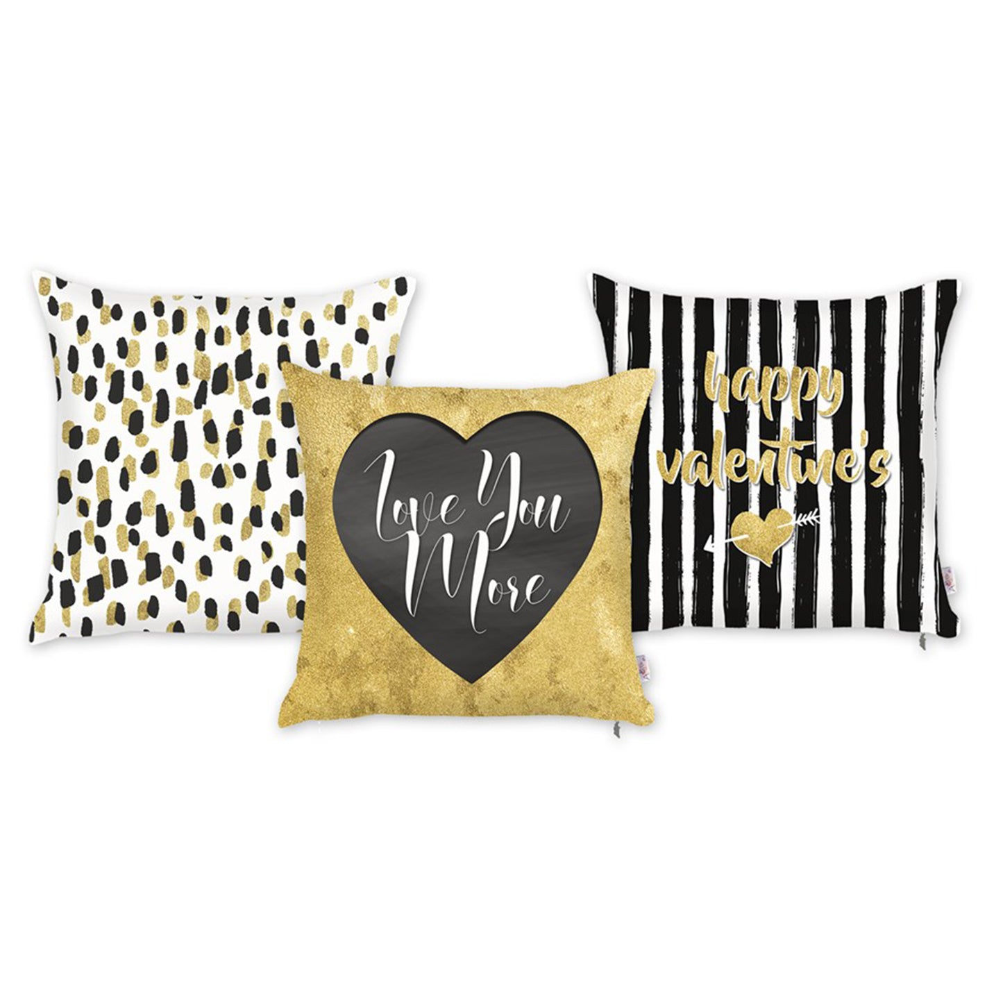 Valentine's Day Love You More Square 18"x18" Throw Pillow Cover Set of 3