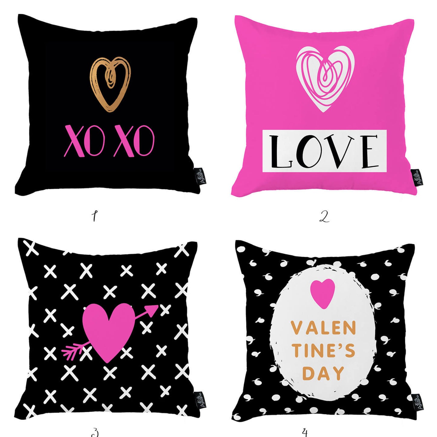 Valentine's Day XO Love Square 18"x18" Throw Pillow Cover Set of 4