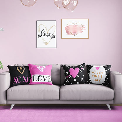 Valentine's Day XO Love Square 18"x18" Throw Pillow Cover Set of 4