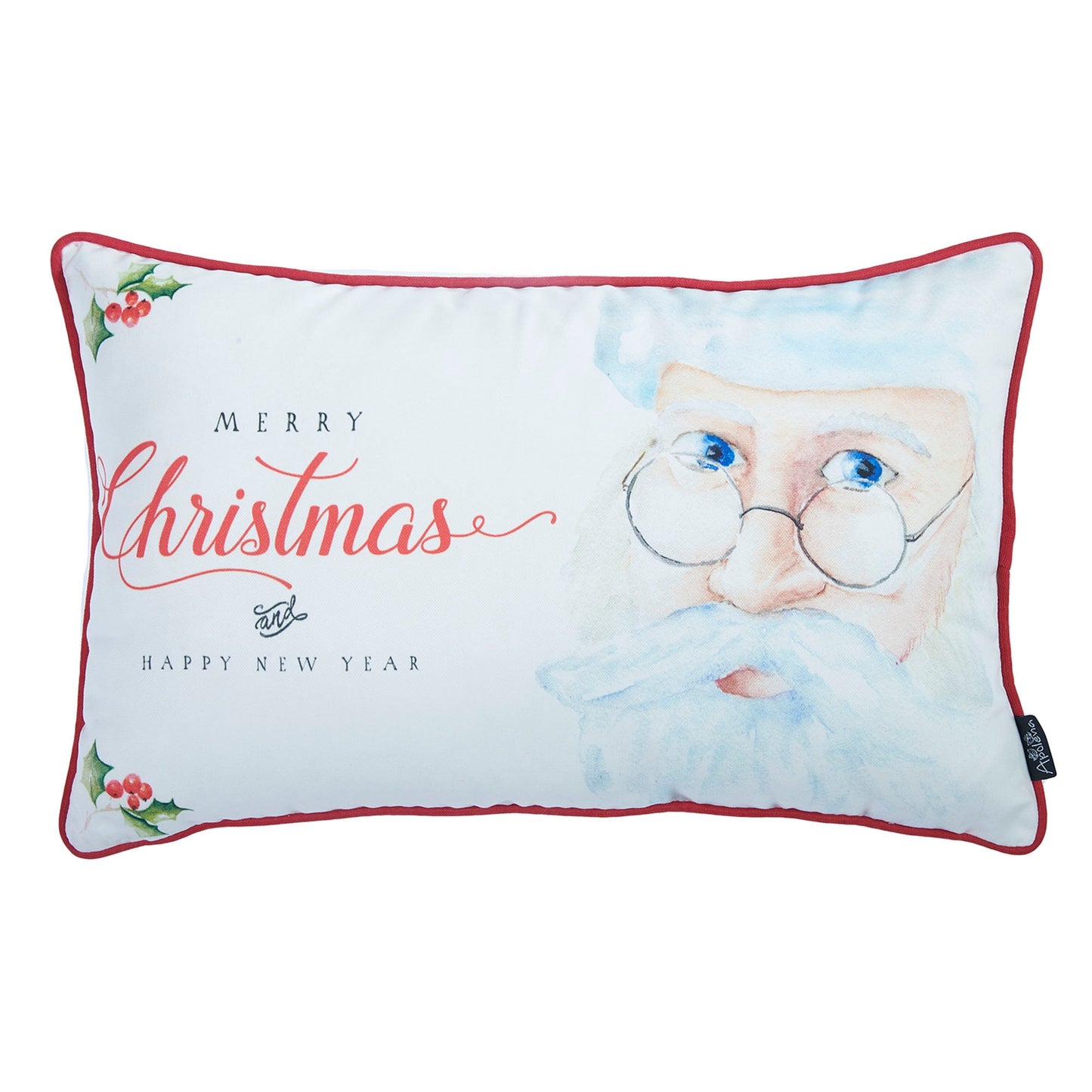 Christmas Themed Decorative Throw Pillow Set of 2 Lumbar 12" x 20" White & Red for Couch, Bedding