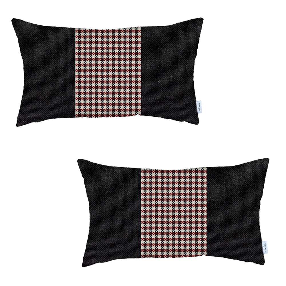 Boho-Chic Set of 2 Handcrafted Decorative Throw Pillow Cover Houndstooth Pillowcase for Couch, Bedding