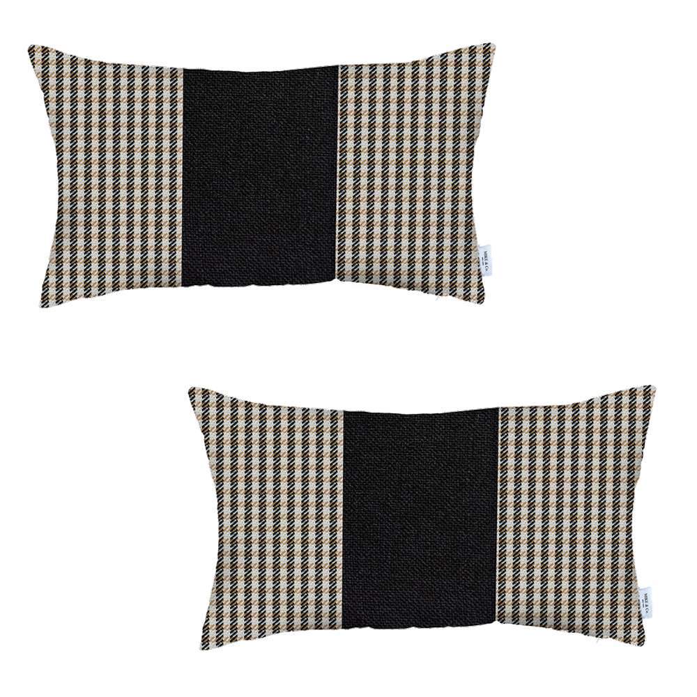 Bohemian Set of 2 Handmade Decorative Throw Pillow Houndstooth Jacquard for Couch, Bedding