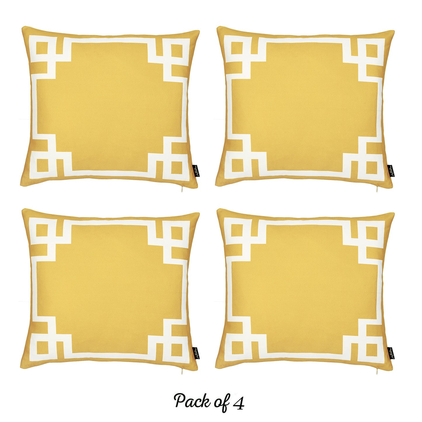 Geometric Yellow&White Square Throw Pillow Cover (Set of 4)