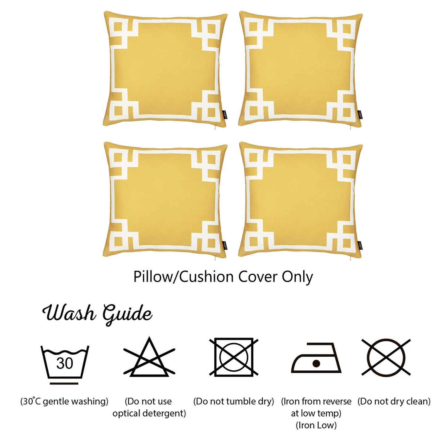 Geometric Yellow&White Square Throw Pillow Cover (Set of 4)