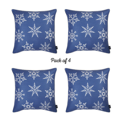 Christmas Snowflakes Decorative Throw Pillow Set of 4 Square 18" x 18" for Couch, Bedding