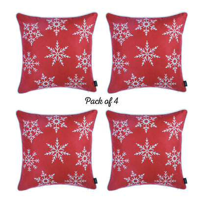 Christmas Snowflakes Decorative Throw Pillow Set of 4 Square 18" x 18" for Couch, Bedding