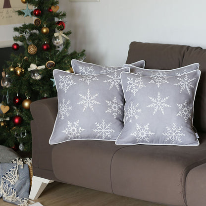 Christmas Snowflakes Decorative Throw Pillow Set of 4 Square 18" x 18" for Couch, Bedding