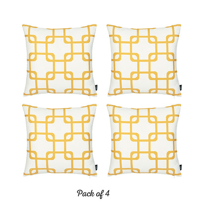 Geometric Yellow Squares Square 18" Throw Pillow Cover (Set of 4)