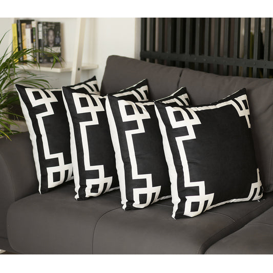 Geometric Black&White Square Decorative Throw Pillow Cover (Set of 4)