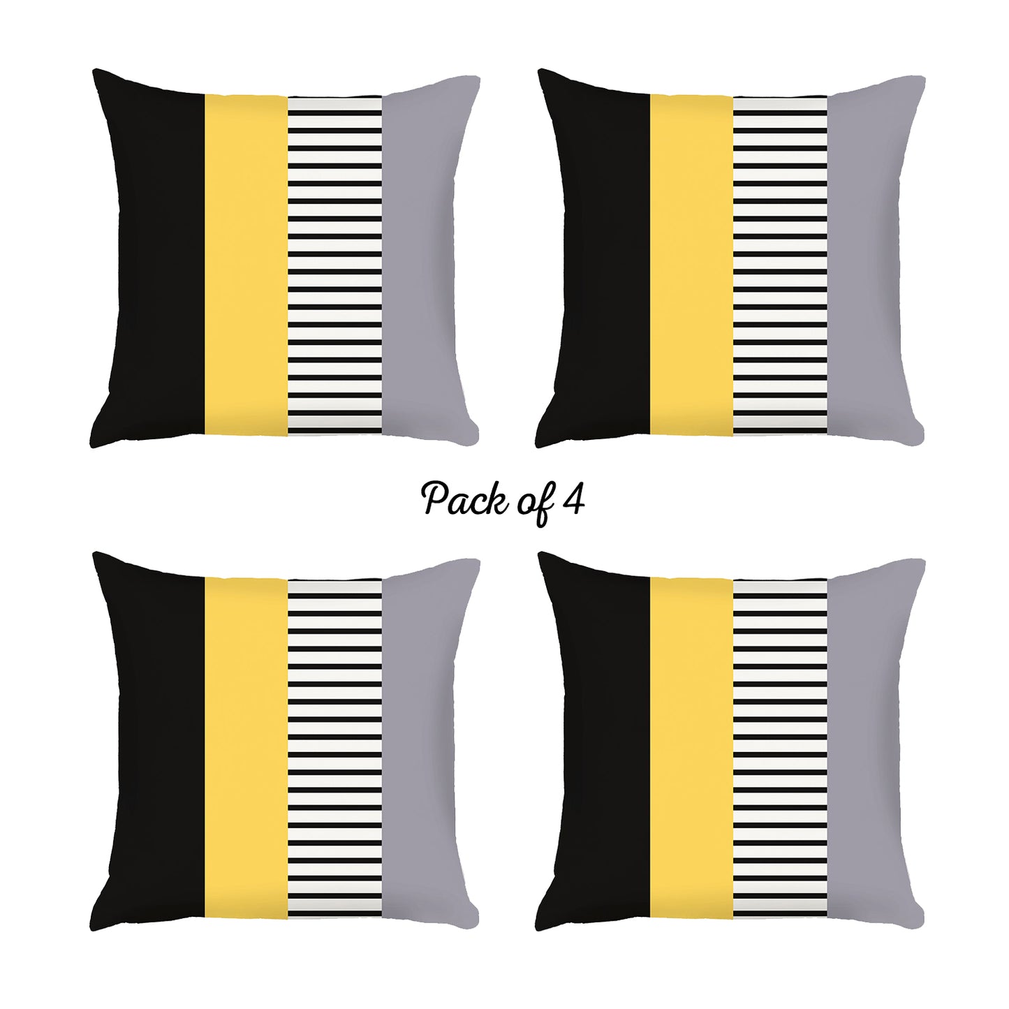 Scandi Yellow Mix Colored Stripes Square 18" Throw Pillow Cover (Set of 4)