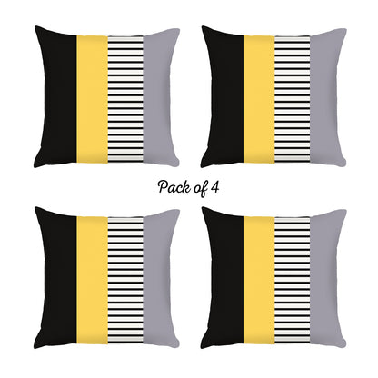 Scandi Yellow Mix Colored Stripes Square 18" Throw Pillow Cover (Set of 4)