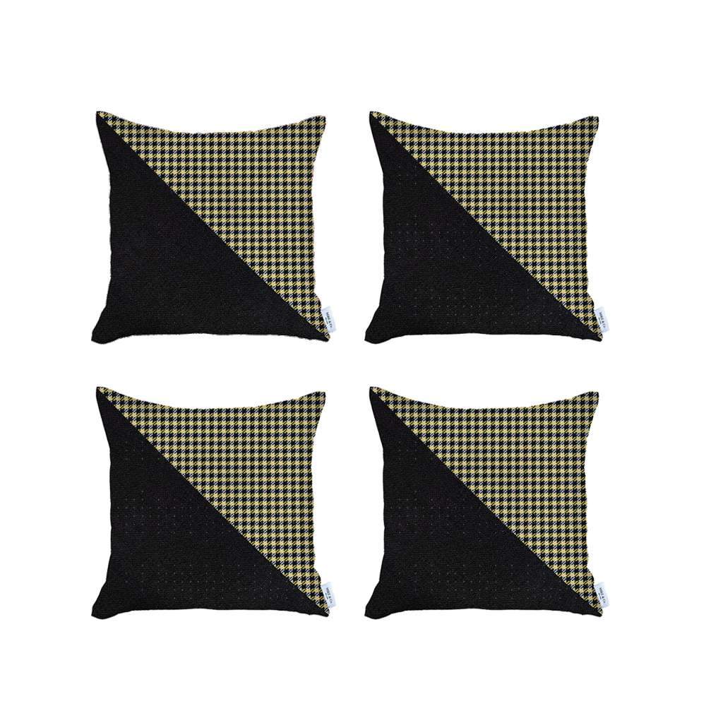 Bohemian Set of 4 Handmade Decorative Throw Pillow Houndstooth Jacquard 18" x 18" Square for Couch, Bedding