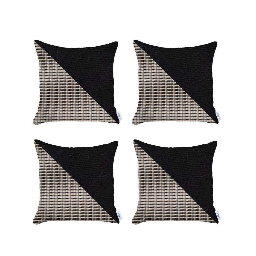 Bohemian Set of 4 Handmade Decorative Throw Pillow Houndstooth Jacquard 18" x 18" Square for Couch, Bedding