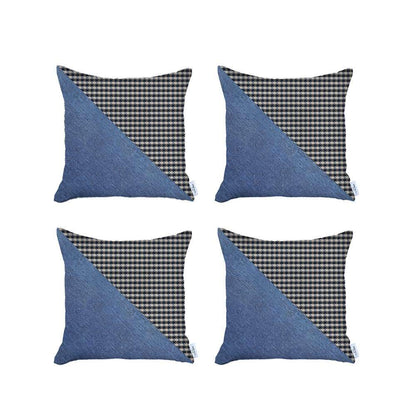 Bohemian Set of 4 Handmade Decorative Throw Pillow Houndstooth Jacquard 18" x 18" Square for Couch, Bedding