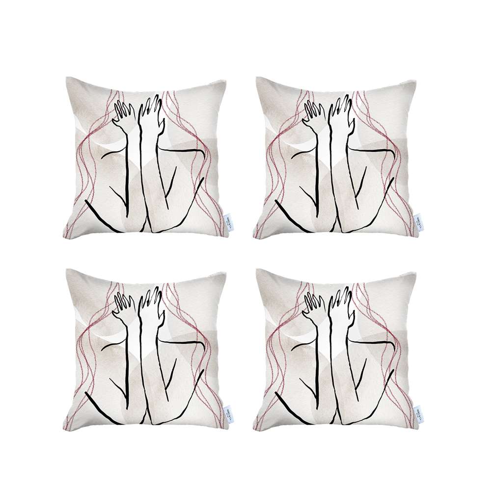 Boho-Chic Printed Jacquard Throw Pillow Covers Set of 4